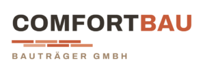 Logo von Comfort Bau mit Backstein-Icon und Schriftzug 'BAUTRÄGER GMBH' darunter.