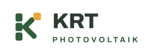 Logo von KRT Photovoltaik mit stilisiertem K und gelbem Quadrat vor dunkelgrünem Schriftzug.
