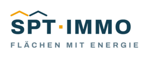 Logo von SPT-IMMO mit dem Slogan 'FLÄCHEN MIT ENERGIE'.